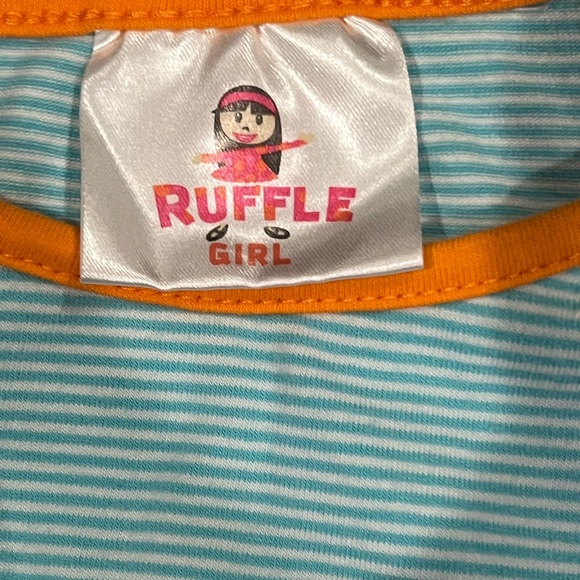 Blue and Orange Pumpkin Striped Ruffle Romper - Picture 4 of 4